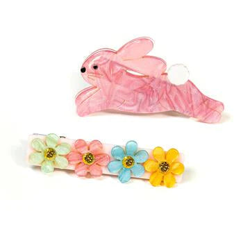 Hop Bunny Pearlized Pink Hair Clips