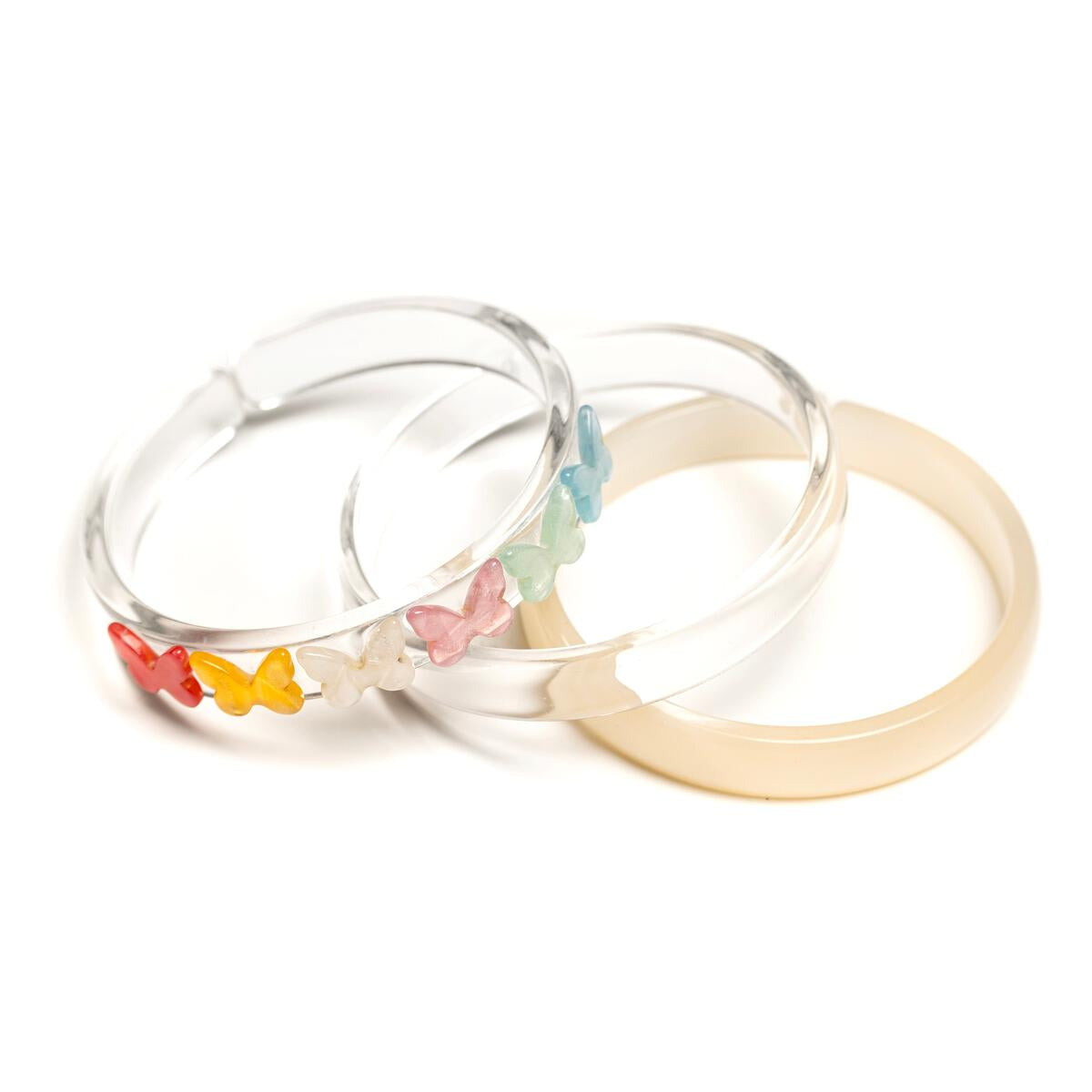 Butterfly Pearlized Pastel Shades Bangles (Set of 3)