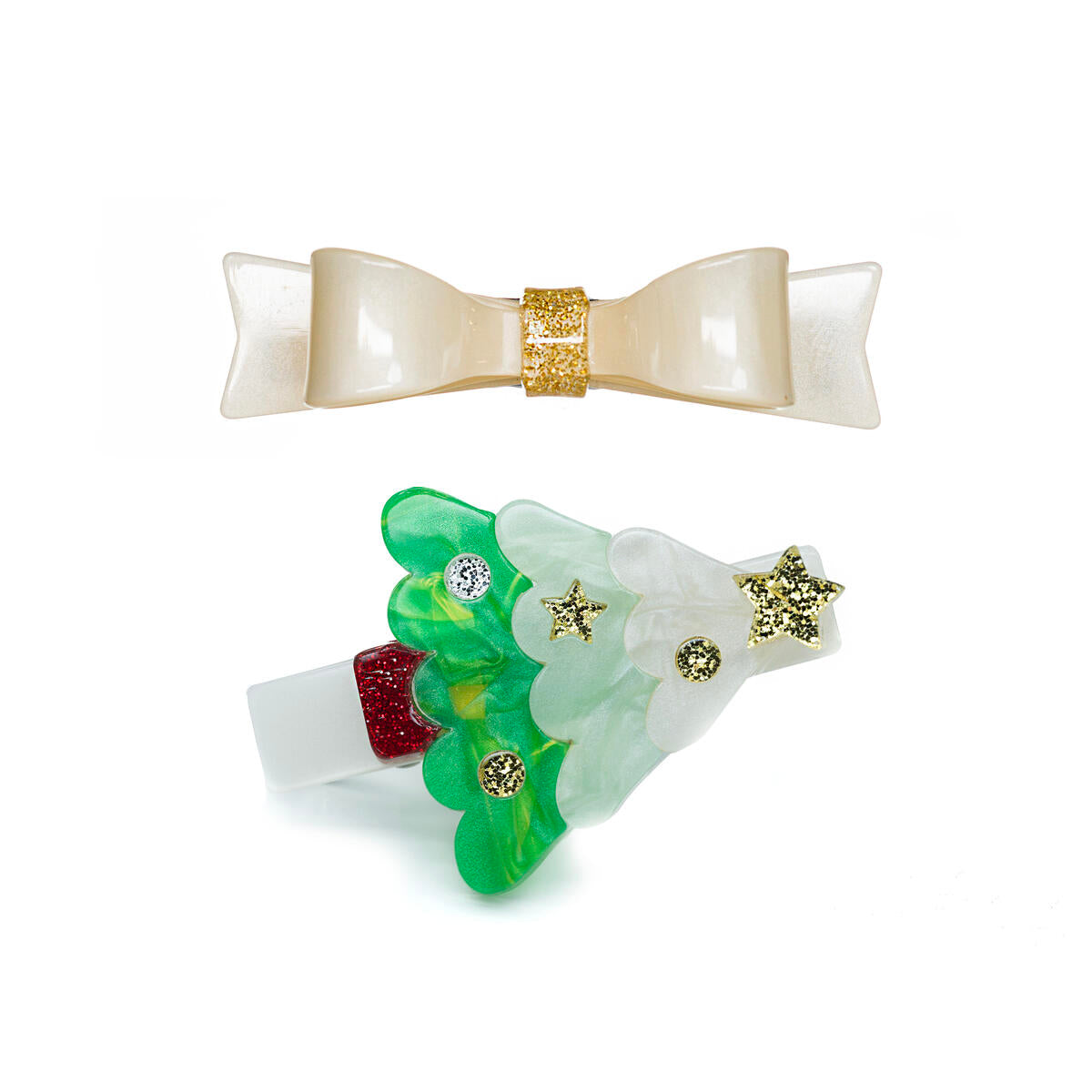 Christmas Tree Green & Bowtie Alligator Clips