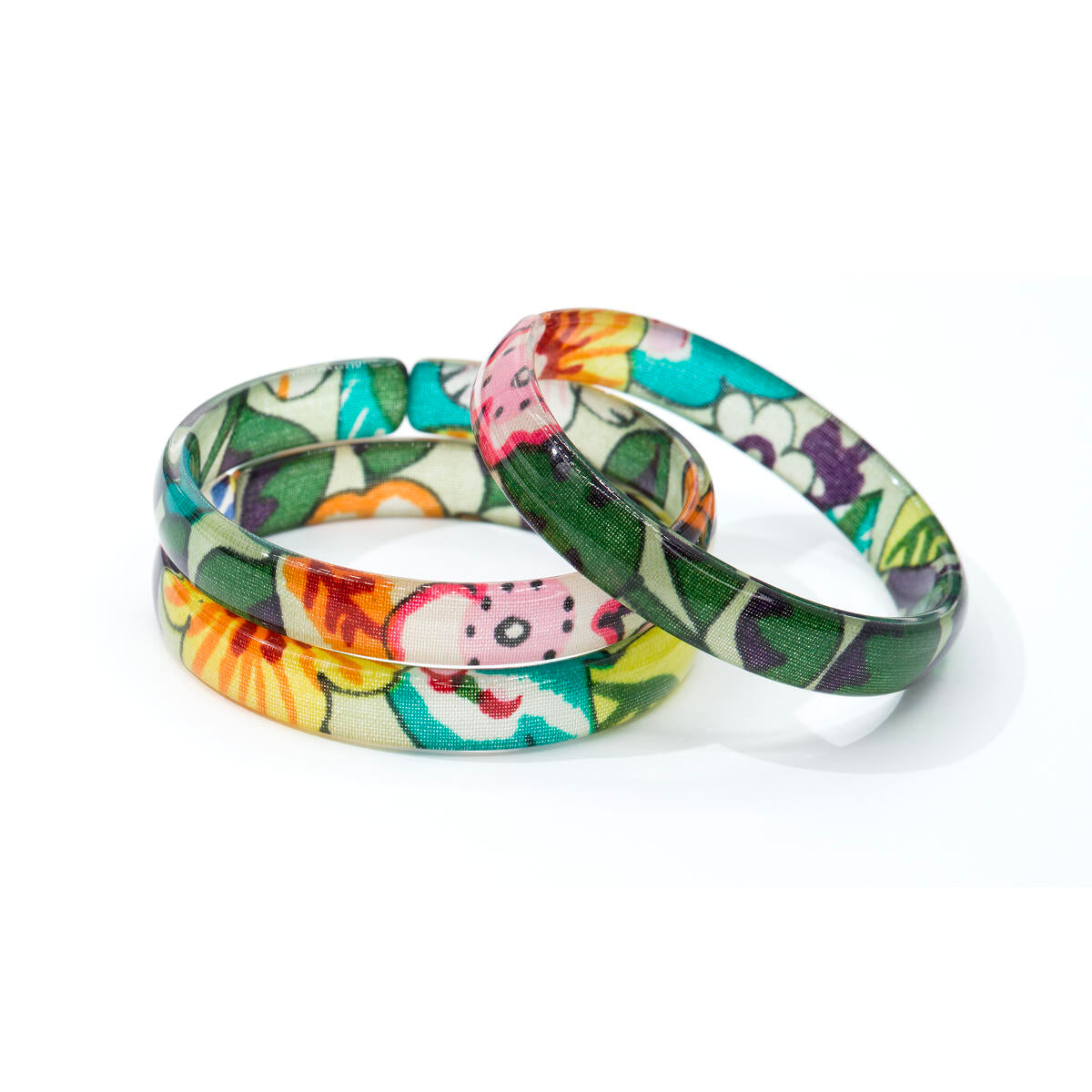 Flower Print Bangles (Set of 3)