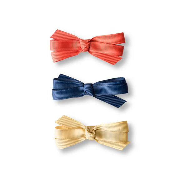 Bows Fabric Navy Orange and Yellow