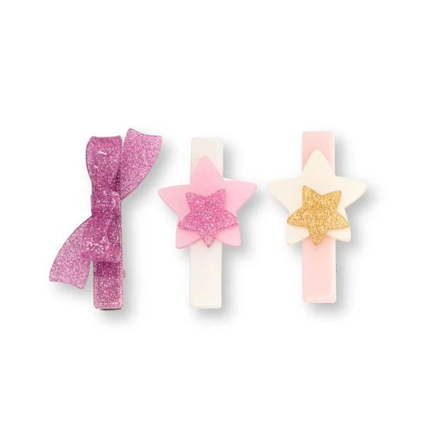 Stars Pink Pearl Gold and Glitter Pink Bow