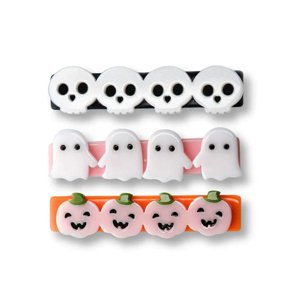 Skulls Pumpkins and Ghosts Hair Clips