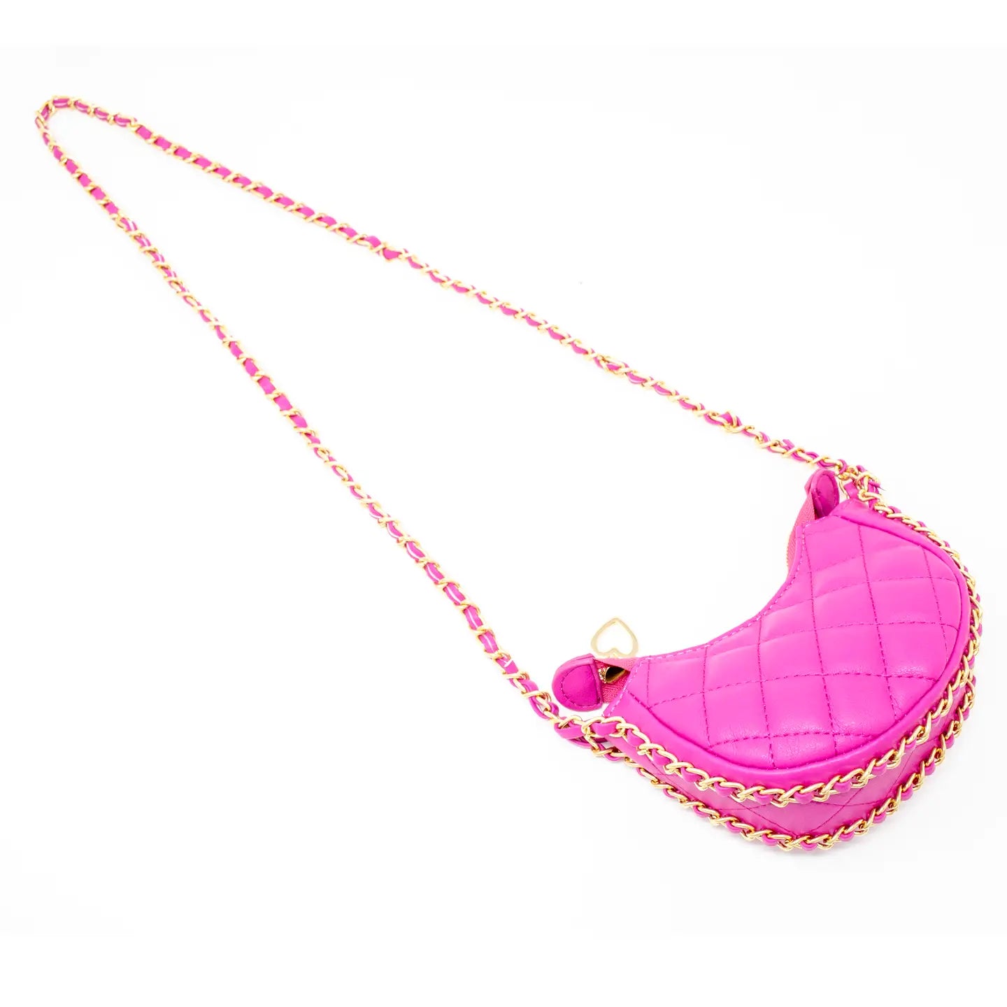 Girls Tiny Quilted Chain Wrapped Hobo Bag