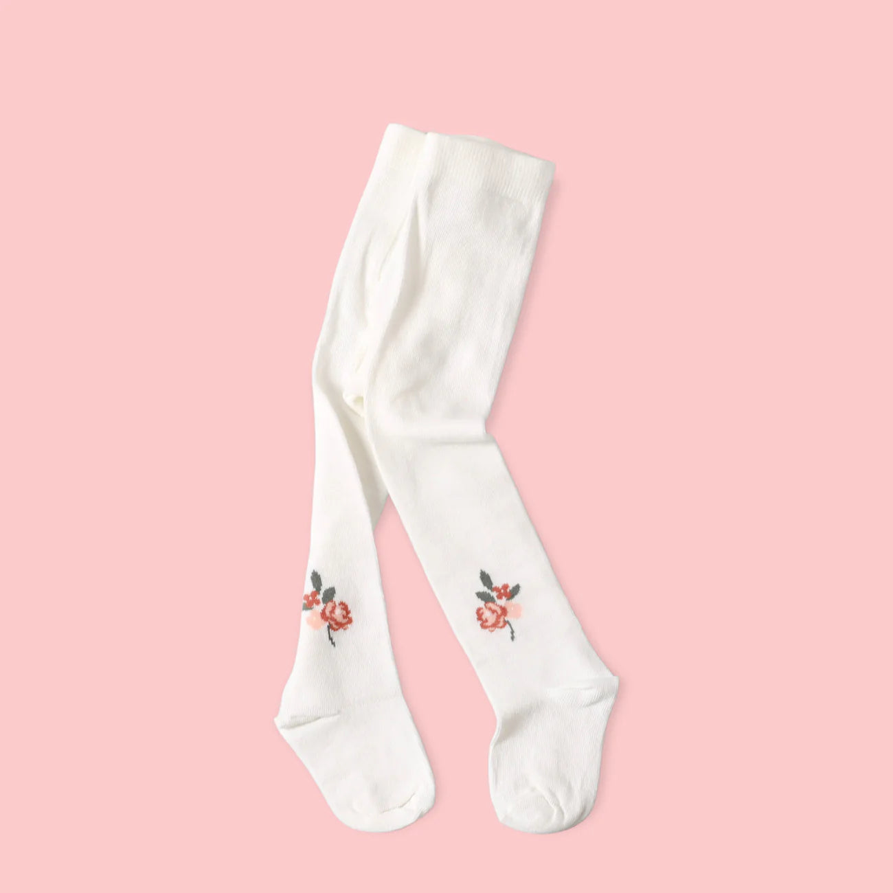 Floral Jacquard Fine Knit Baby Girl Tights (Organic Blend)