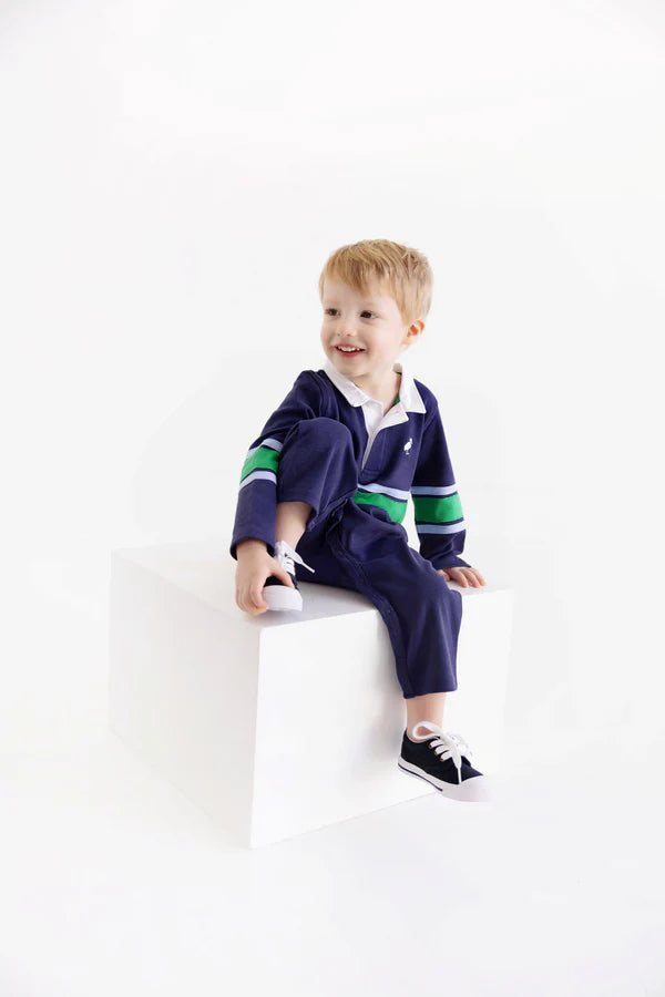 Navy & Kelly Green Stripe Sir Proper Rugby Romper
