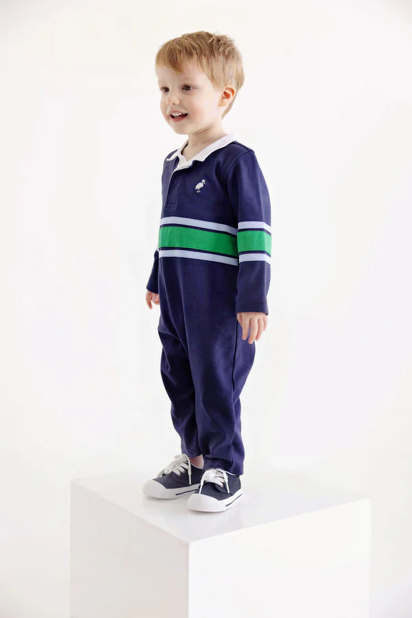 Navy & Kelly Green Stripe Sir Proper Rugby Romper