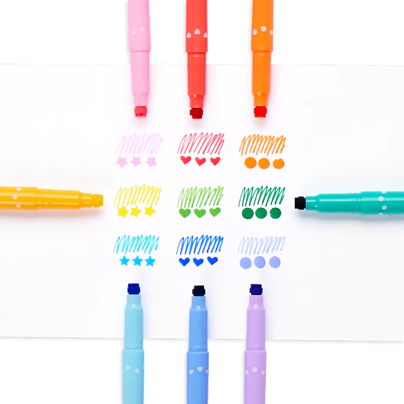 Confetti Stamp Double Ended Markers (Set of 8)