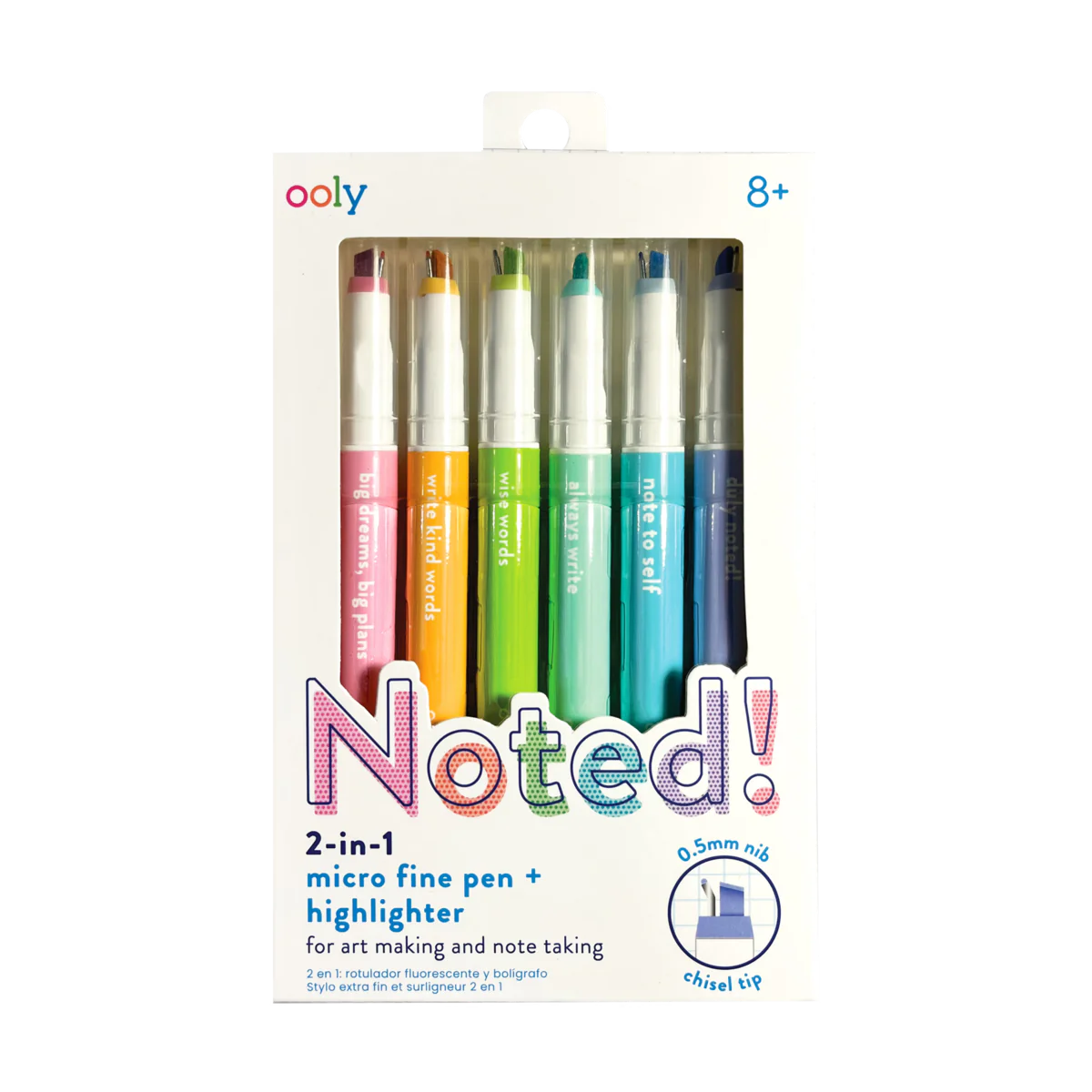 Noted! 2-in-1 Micro Fine Tip Pen and Highlighters - Set of 6