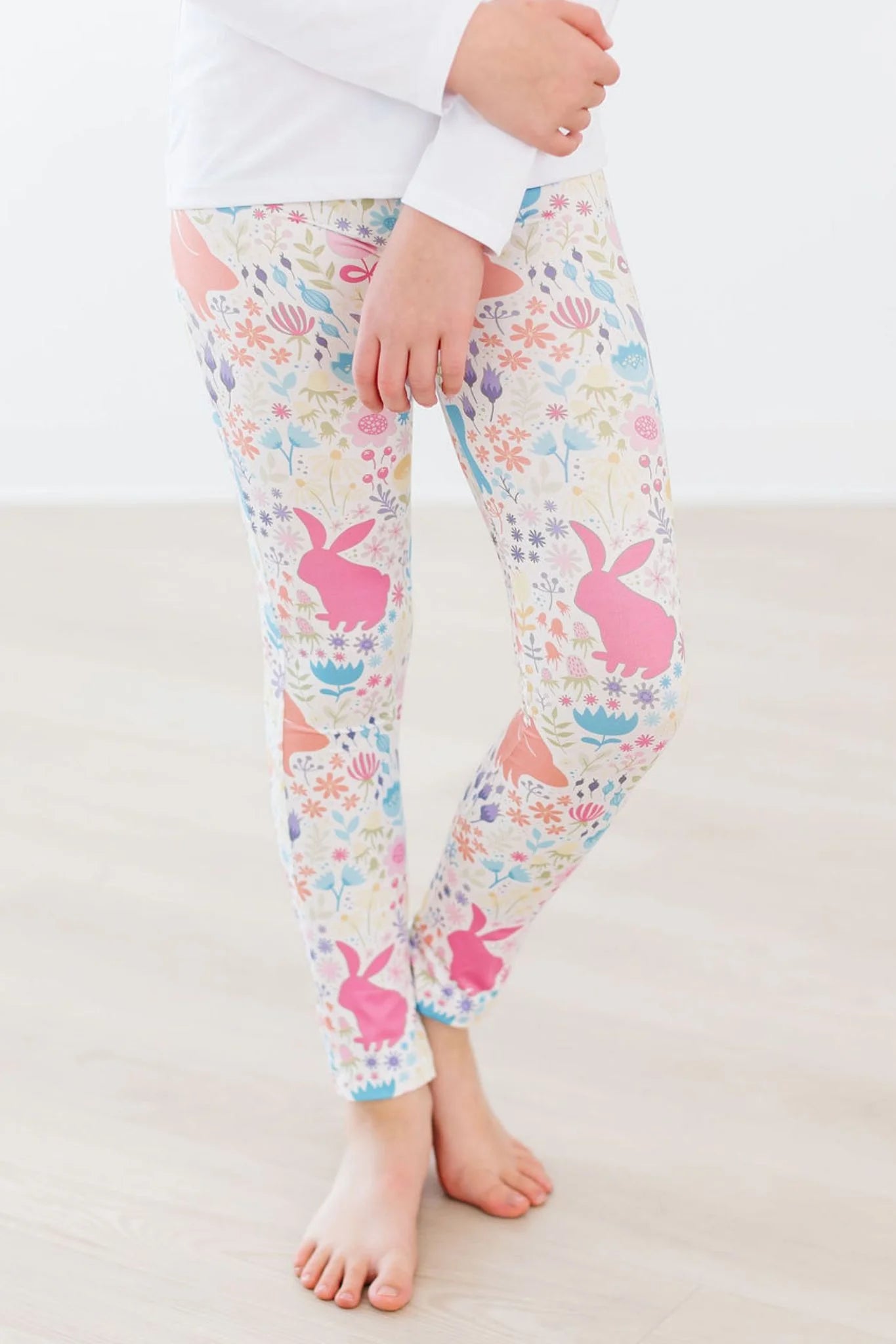 Pastel Floral Bunnies Leggings