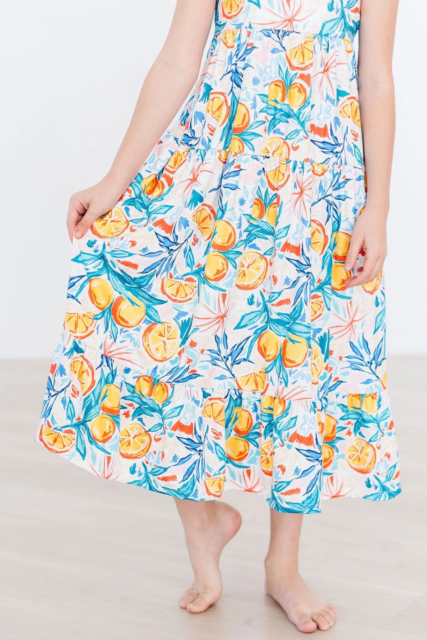 Tropical Summer Ruffle Maxi Dress