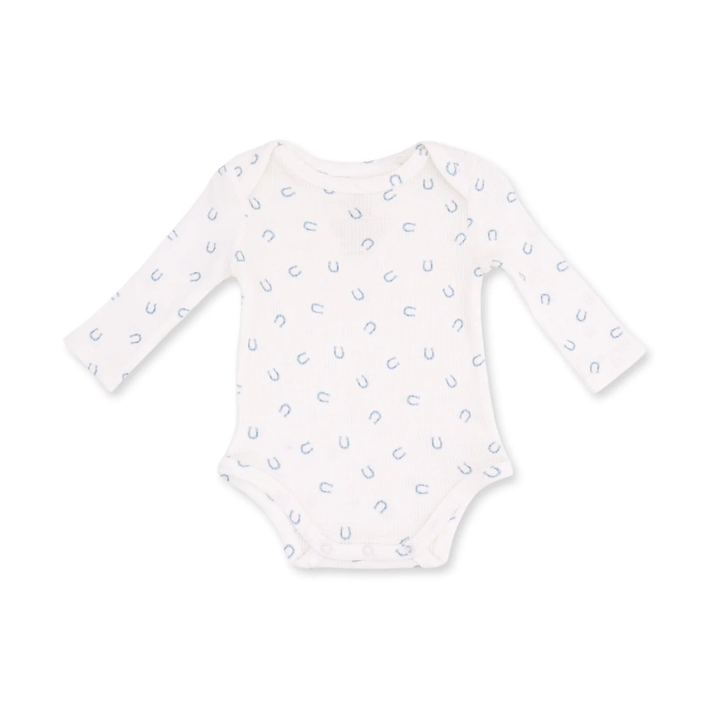 Little Horseshoes Blue Long Sleeve Bodysuit