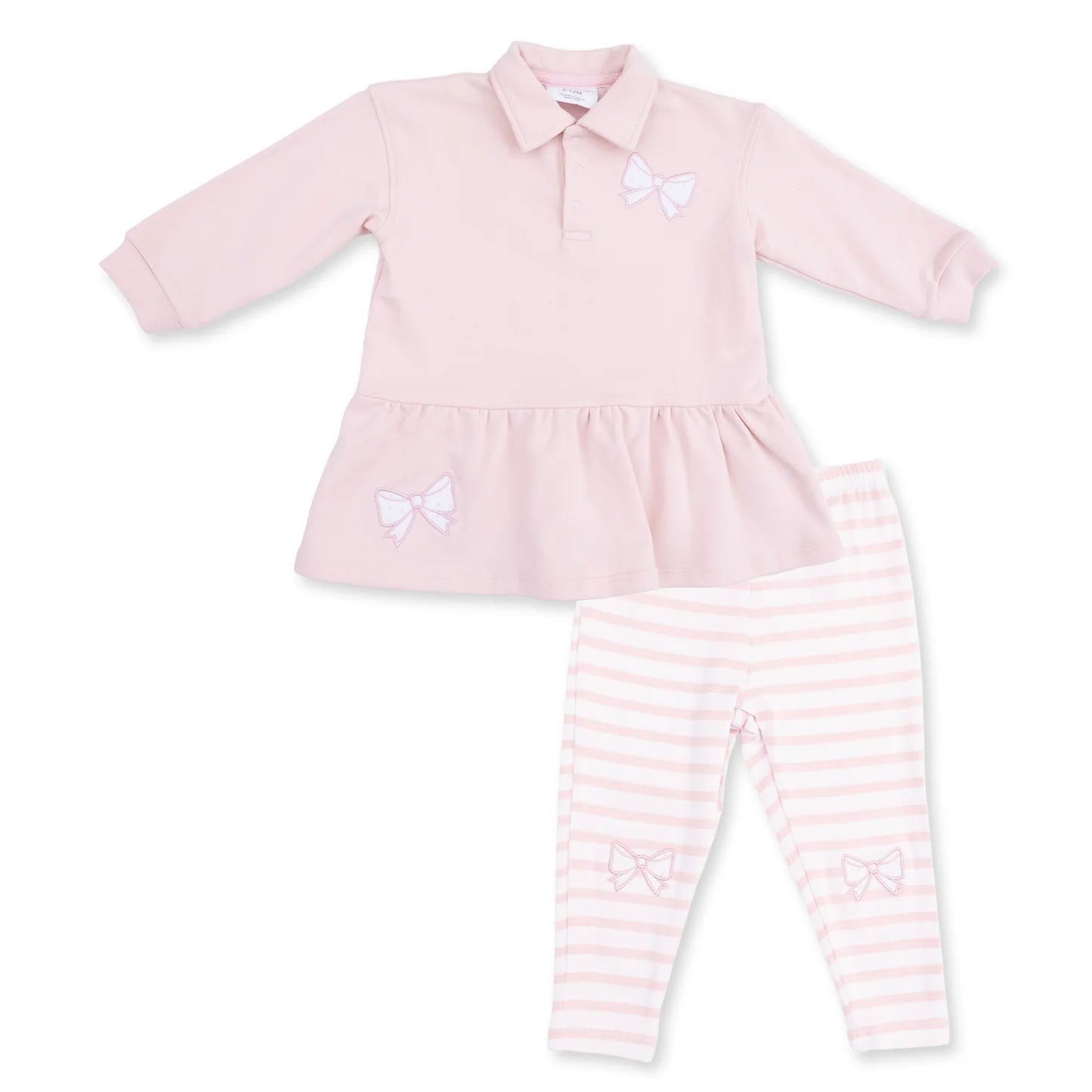 Pink Bows Polo Dress and Legging Set
