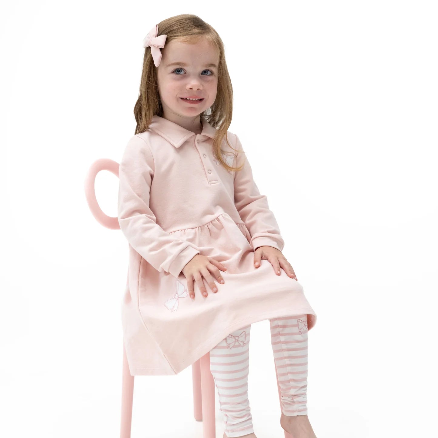 Pink Bows Polo Dress and Legging Set