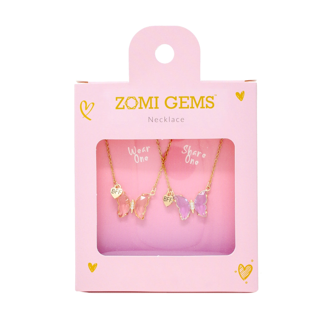Best Friends Bff Crystal Butterfly Necklace Set