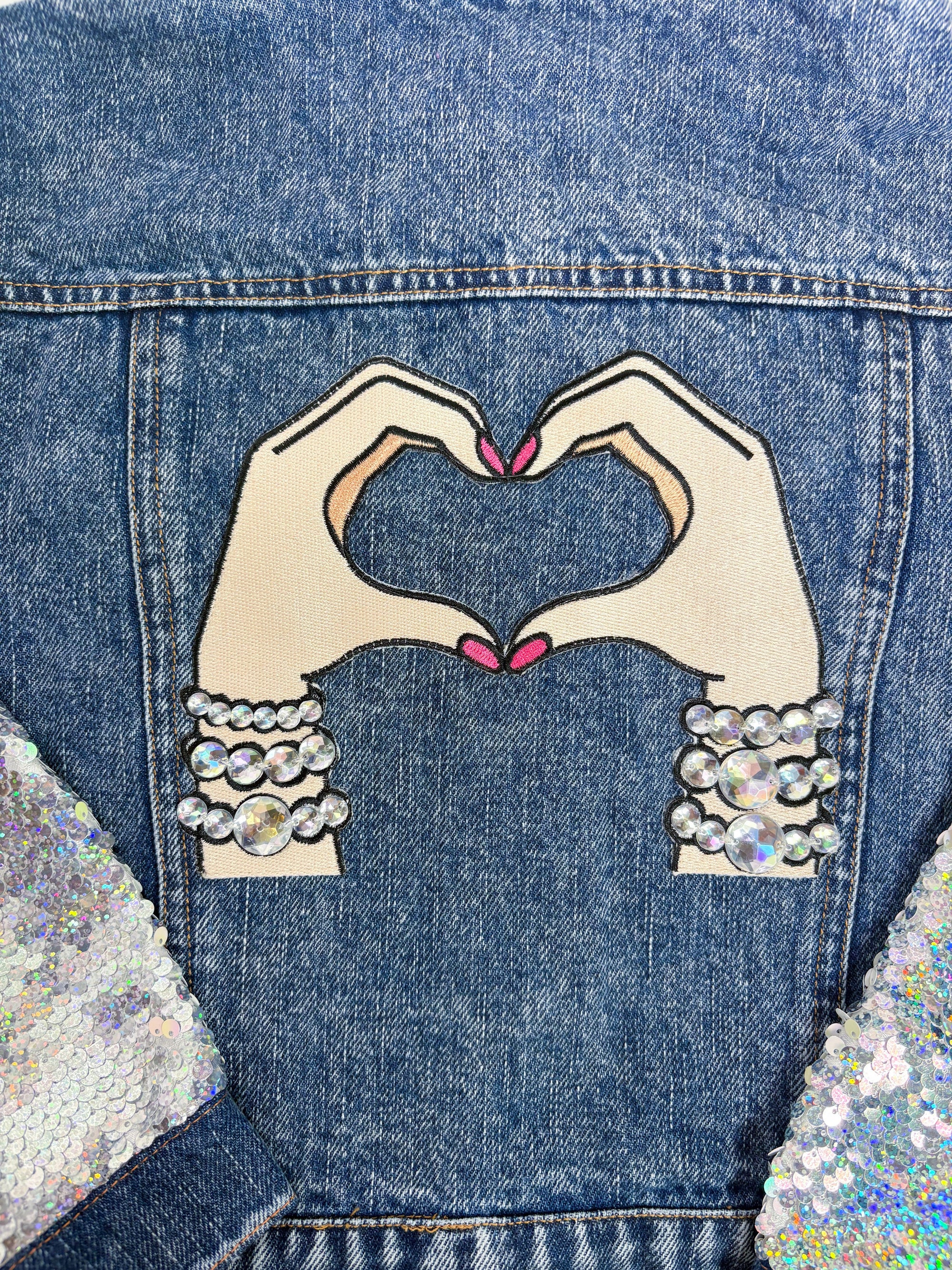 Lover Patched Sequins Denim Jacket (PRE-ORDER)