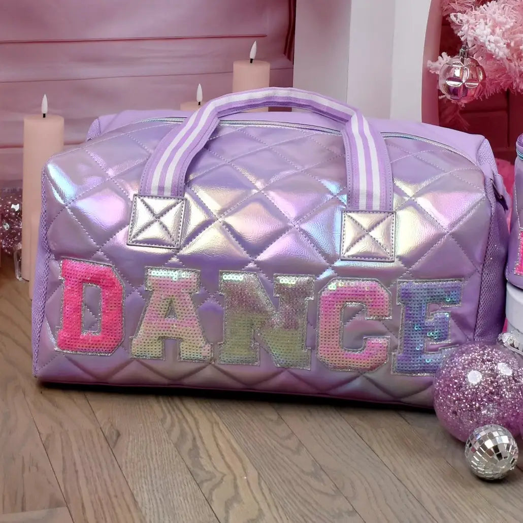 'dance' Sequins Metallic Quilted Duffle Bag