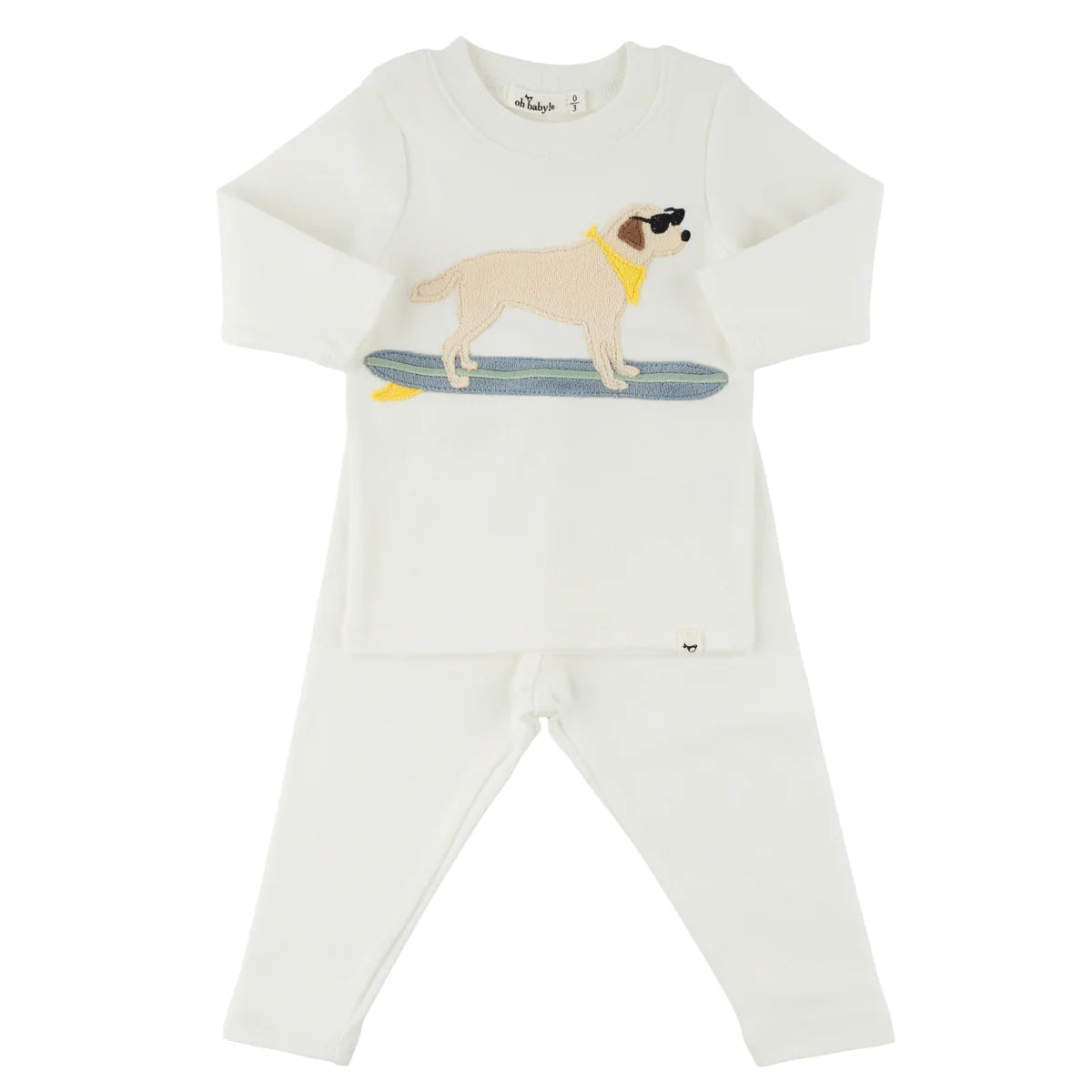 Surfing Dog Applique Two Piece Set