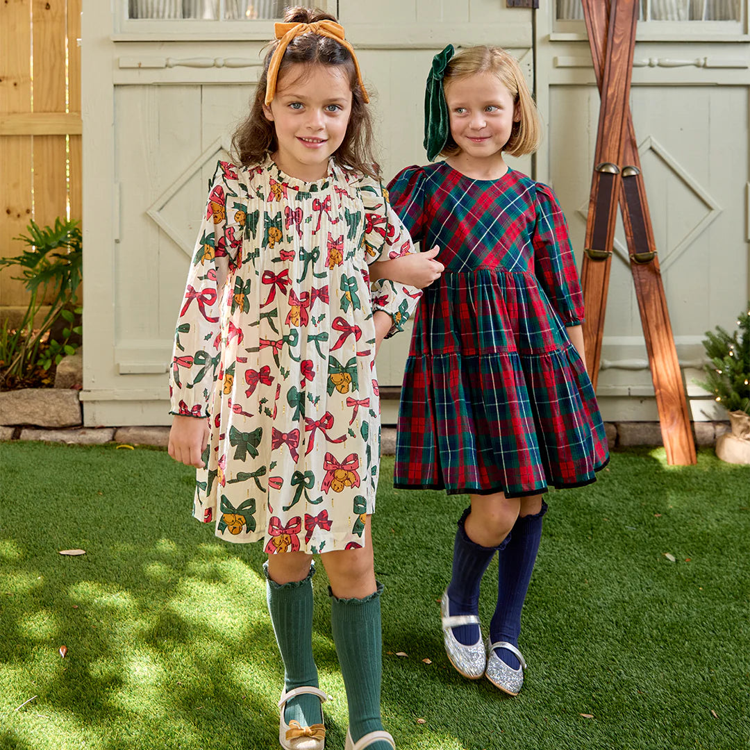 Girls Jaipur Dress - Christmas Bows and Bells 5Y Girls Jaipur Dress - Christmas Bows and Bells 5Y