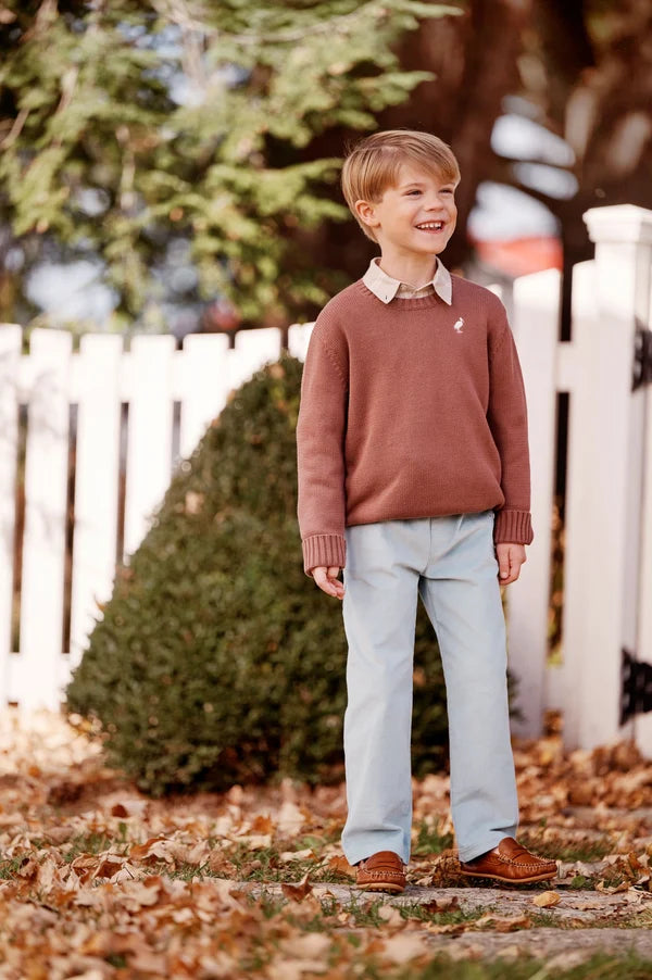 Isaac's Sweater in Gray Bay Brown with Palmetto Pearl Stork