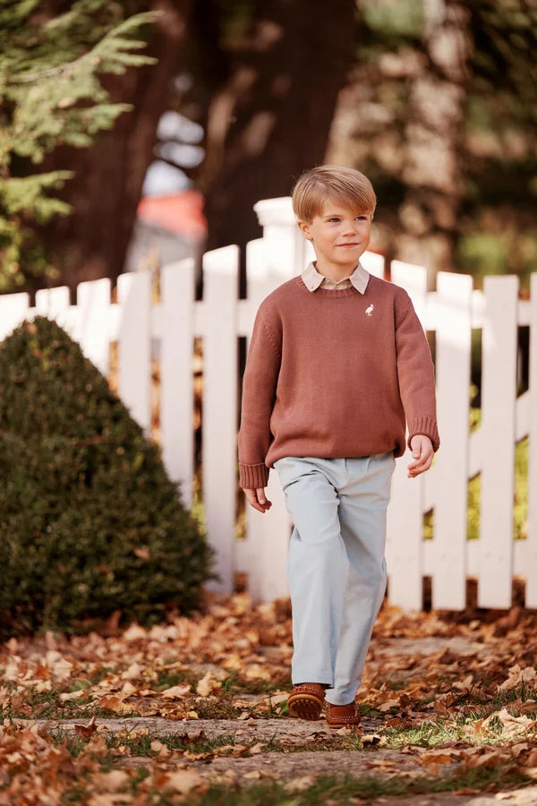 Isaac's Sweater in Gray Bay Brown with Palmetto Pearl Stork