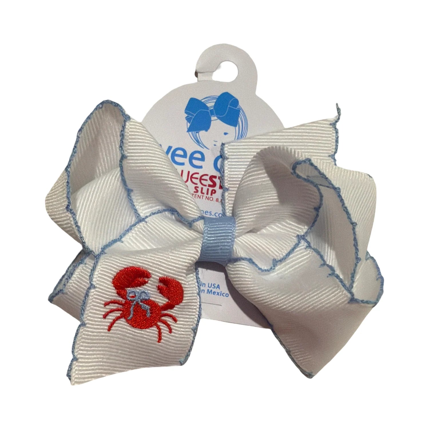 King Moonstitch Crab Embroidery Hair Bow