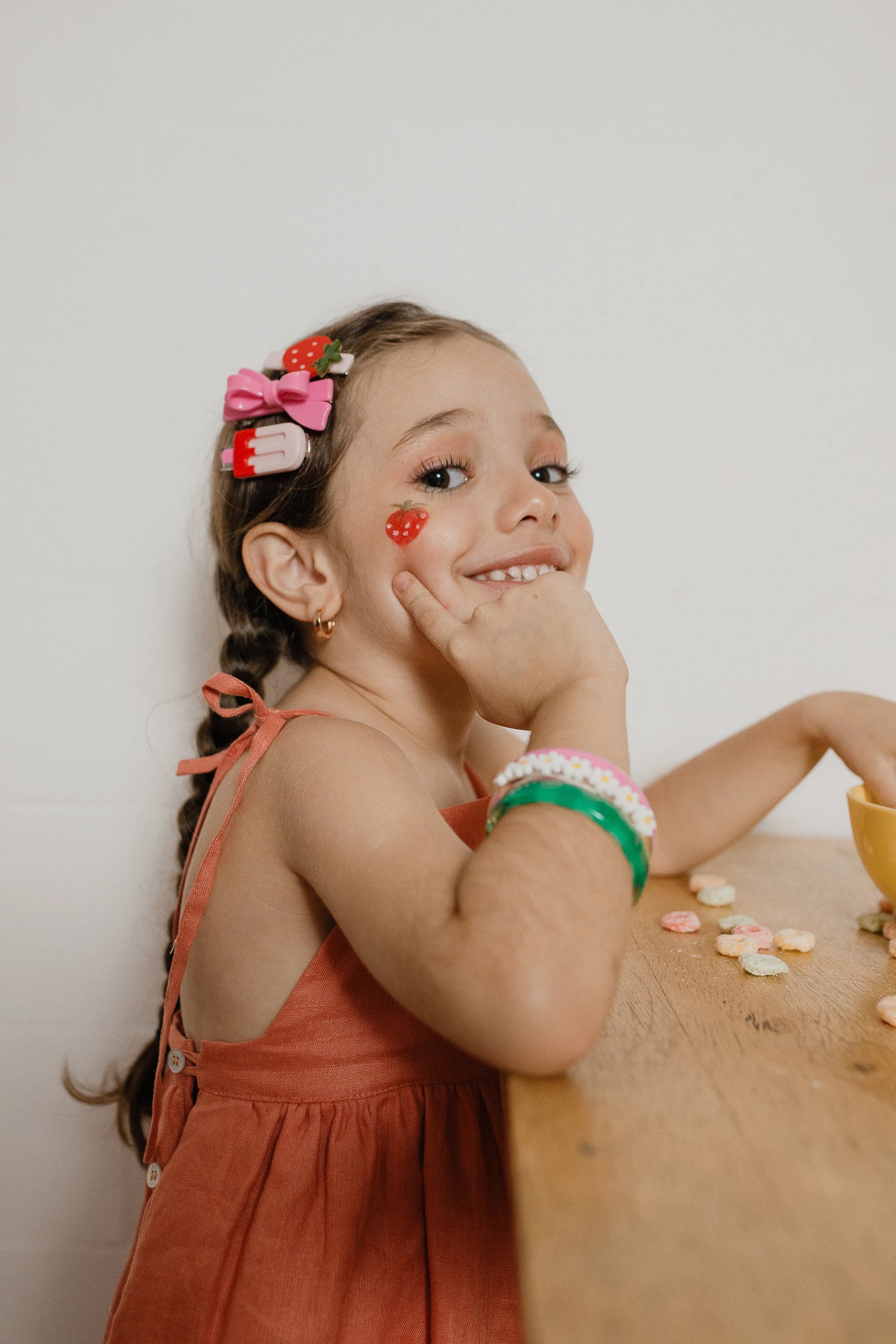 Popsicle Strawberry Pink Bow Hair Clips Combo