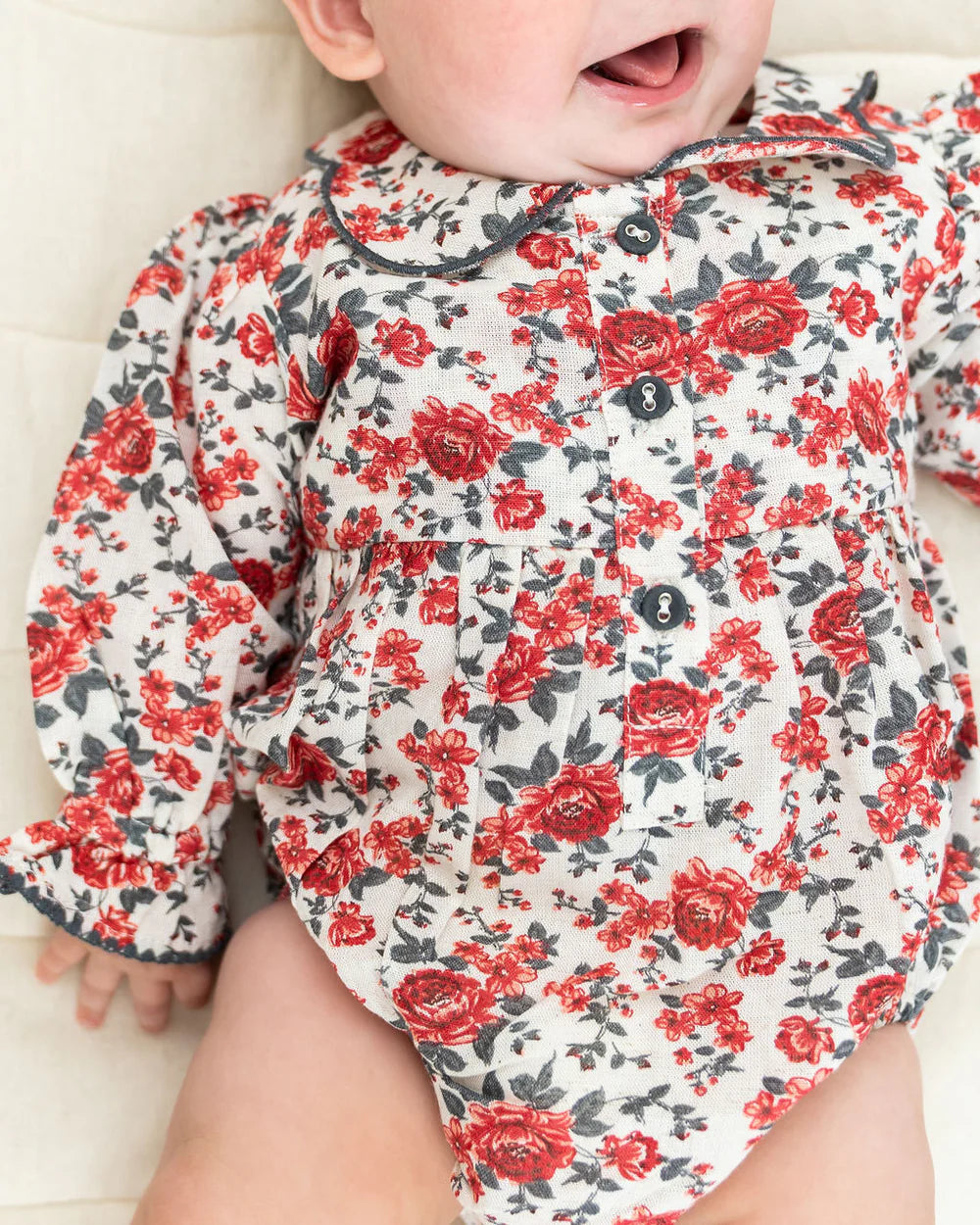 Rosabelle Rose Floral Baby Romper & Headband Set