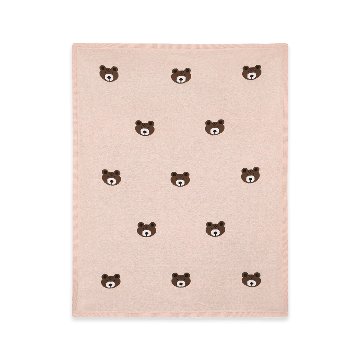 Brown Bear Jacquard Sweater Knit Baby Blanket (Organic Cotton)