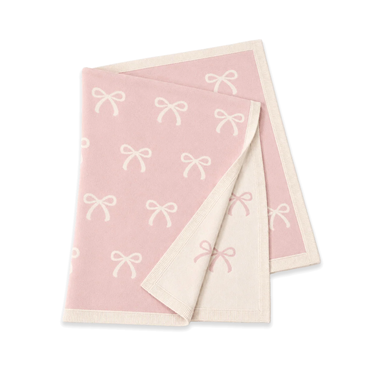 Sweet Bow Jacquard Sweater Knit Baby Blanket (Organic Cotton)