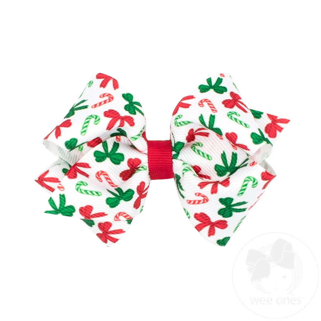 Extra Small Nutcracker Print Christmas Hair Bow