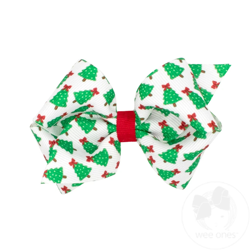 Extra Small Nutcracker Print Christmas Hair Bow