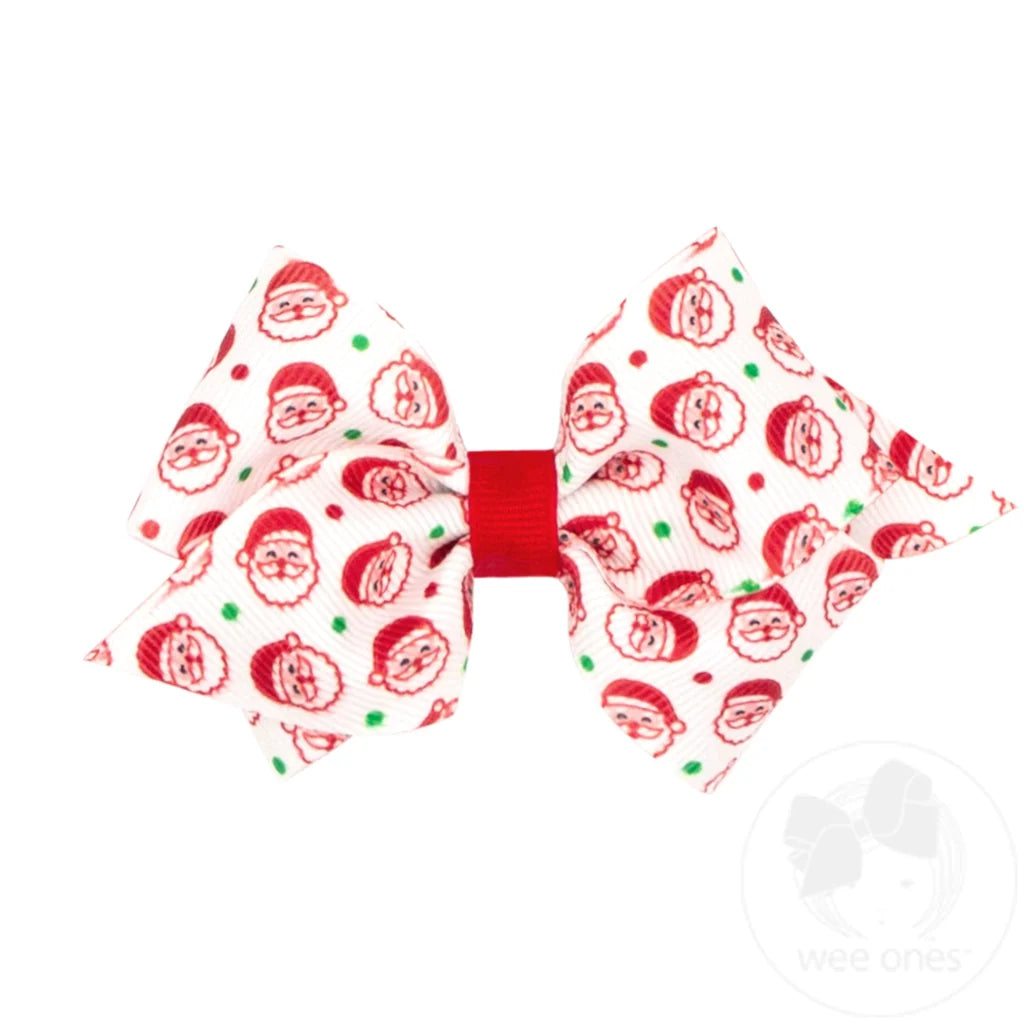 Extra Small Nutcracker Print Christmas Hair Bow