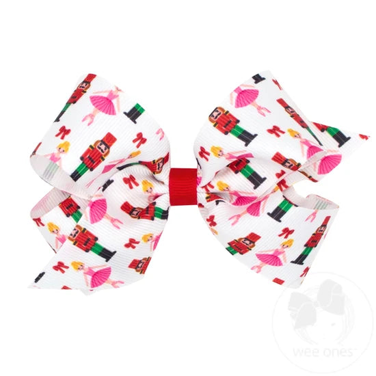 Medium Christmas Print Hair Bows