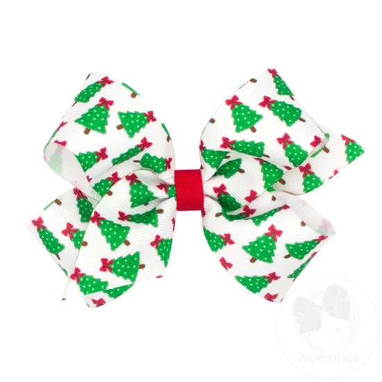 Medium Christmas Print Hair Bows