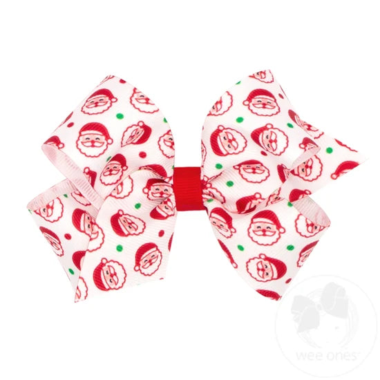 Medium Christmas Print Hair Bows