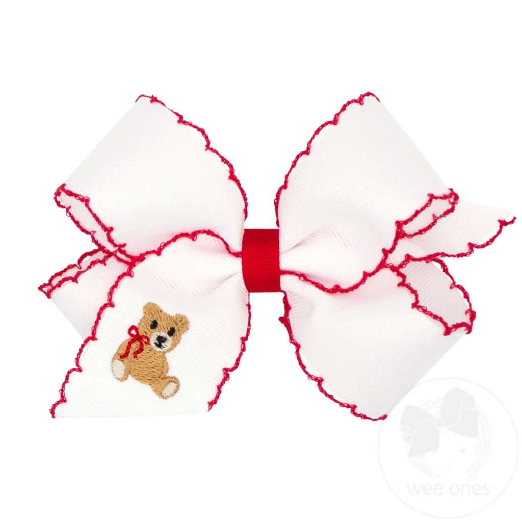 Medium Moonstitch Christmas Embroidered Hair Bows