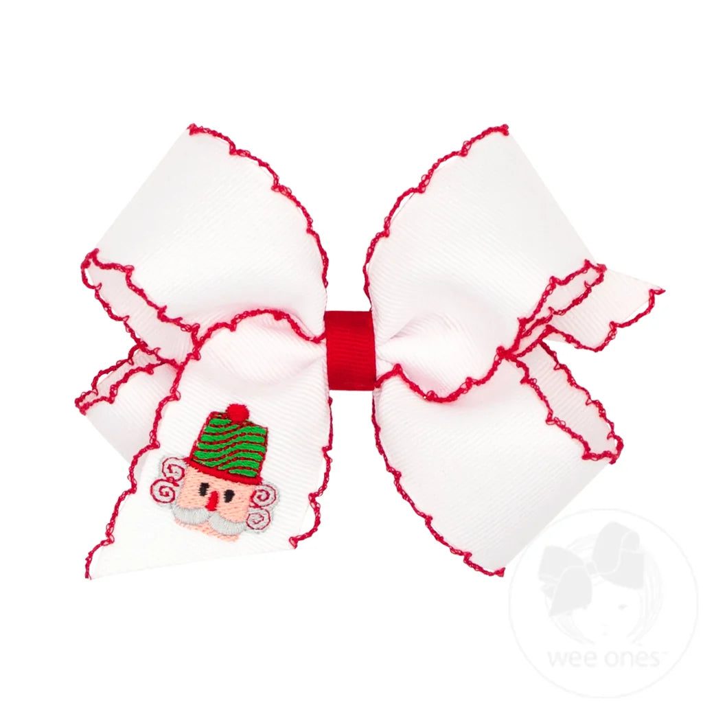 Medium Moonstitch Christmas Embroidered Hair Bows