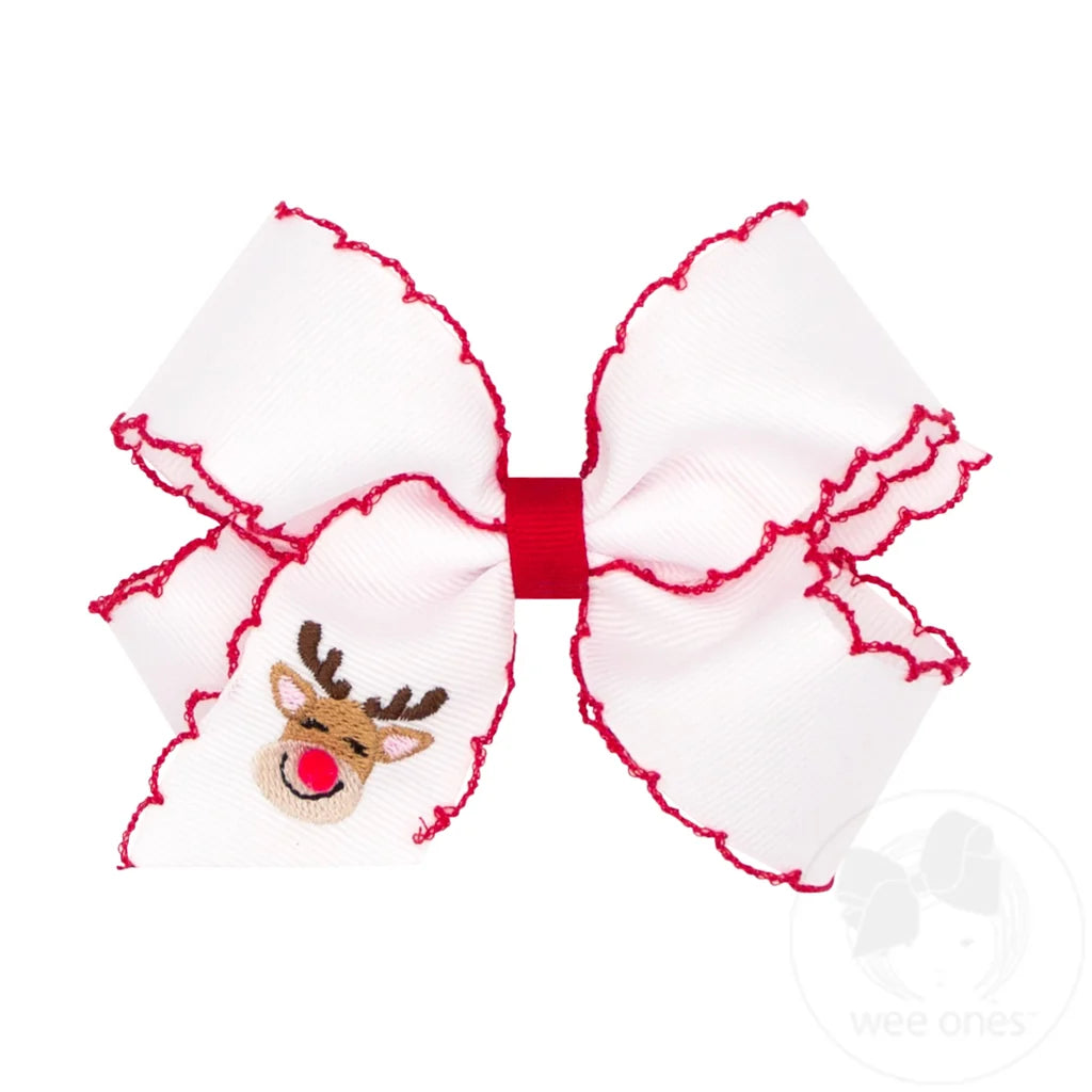 Medium Moonstitch Christmas Embroidered Hair Bows