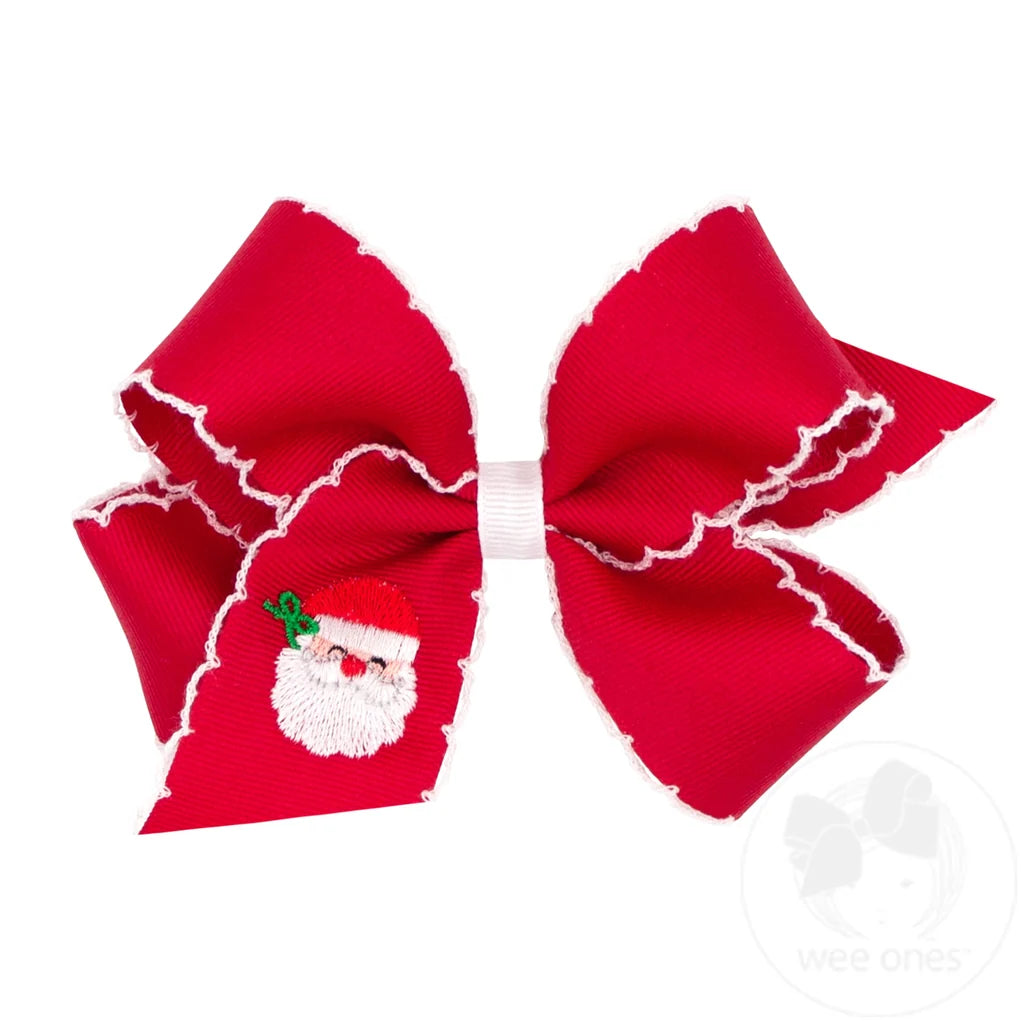 Medium Moonstitch Christmas Embroidered Hair Bows