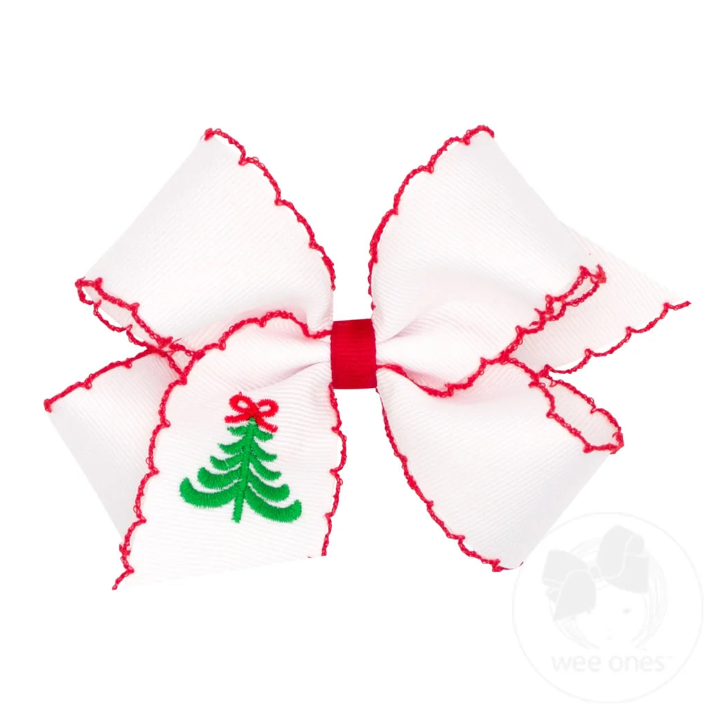 Medium Moonstitch Christmas Embroidered Hair Bows