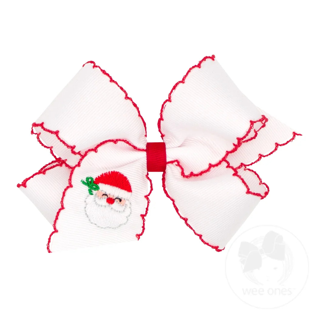 Medium Moonstitch Christmas Embroidered Hair Bows