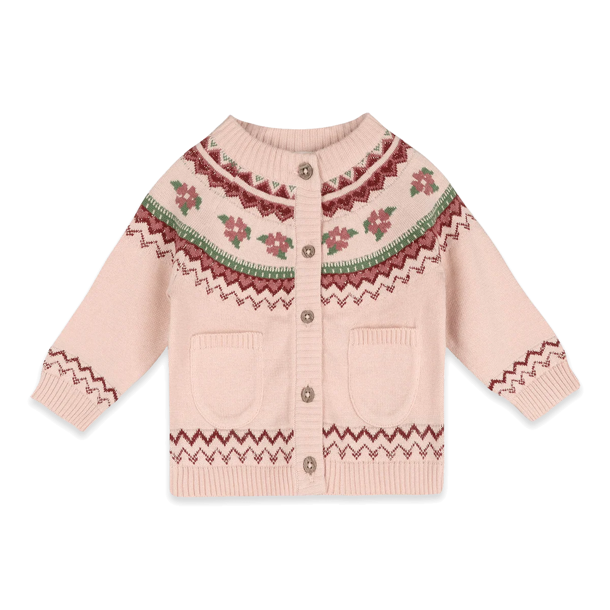 Lily Floral Fair Isle Knit Baby Cardigan (Organic Cotton)