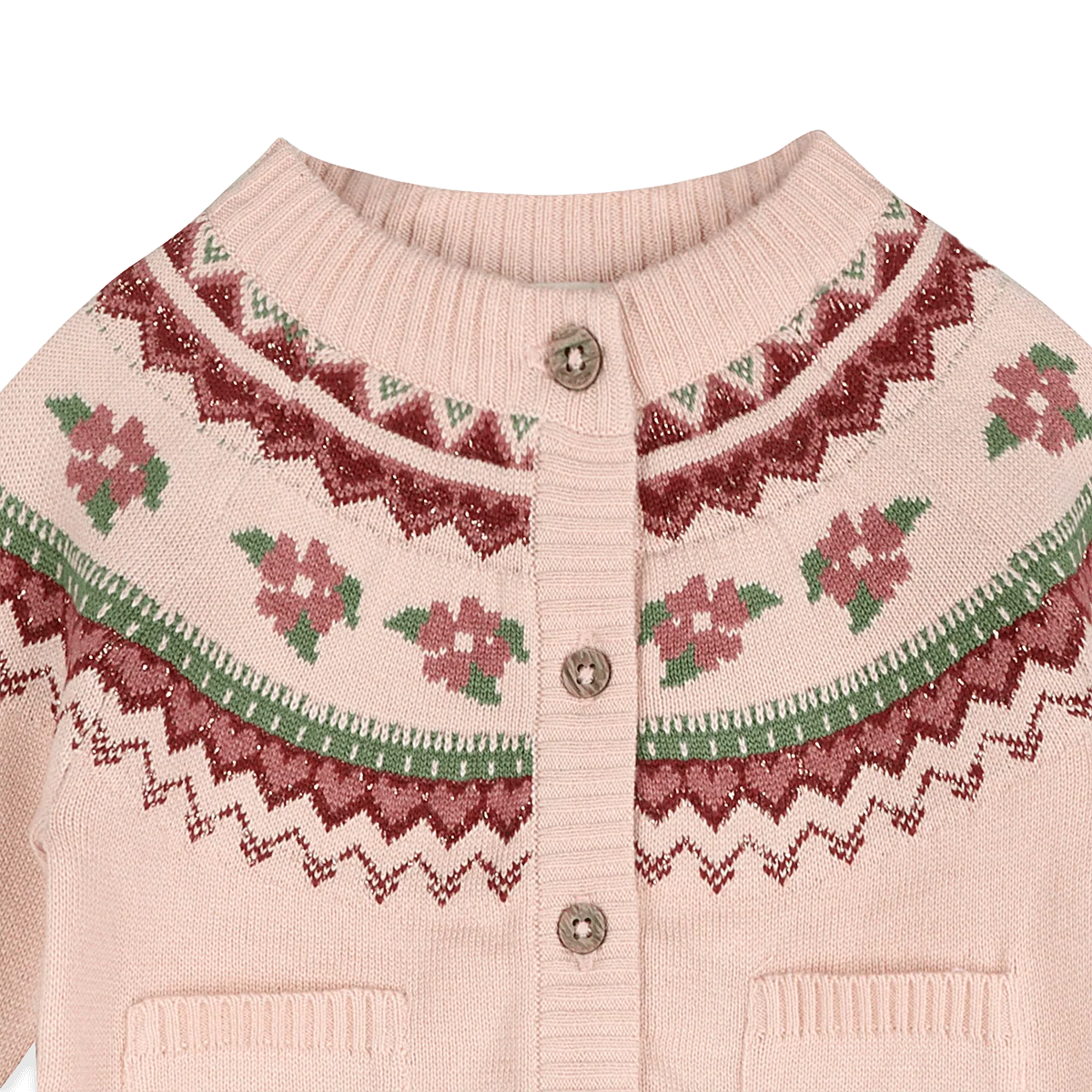 Lily Floral Fair Isle Knit Baby Cardigan (Organic Cotton)