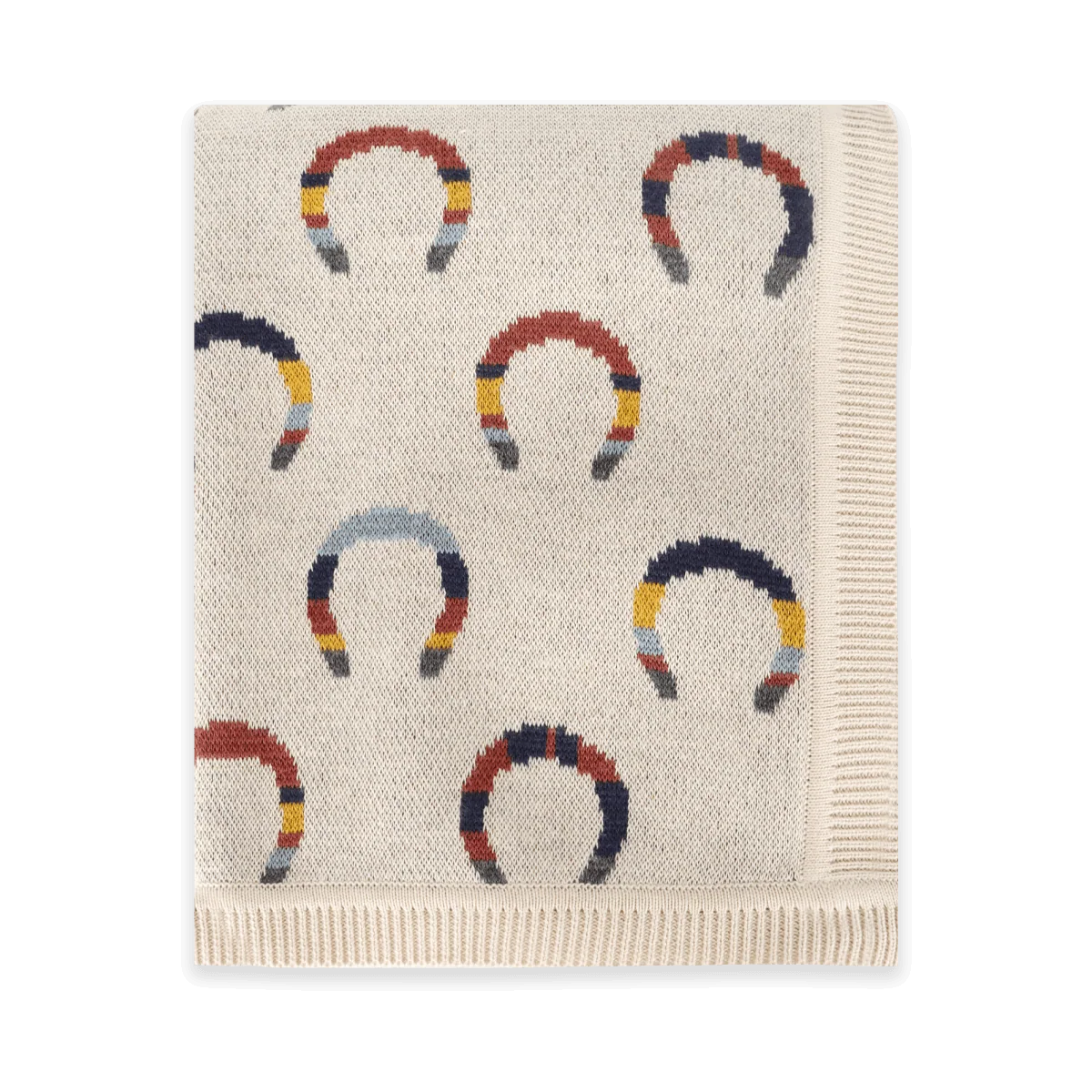 Horseshoe Jacquard Knit Baby Blanket (Organic Cotton)