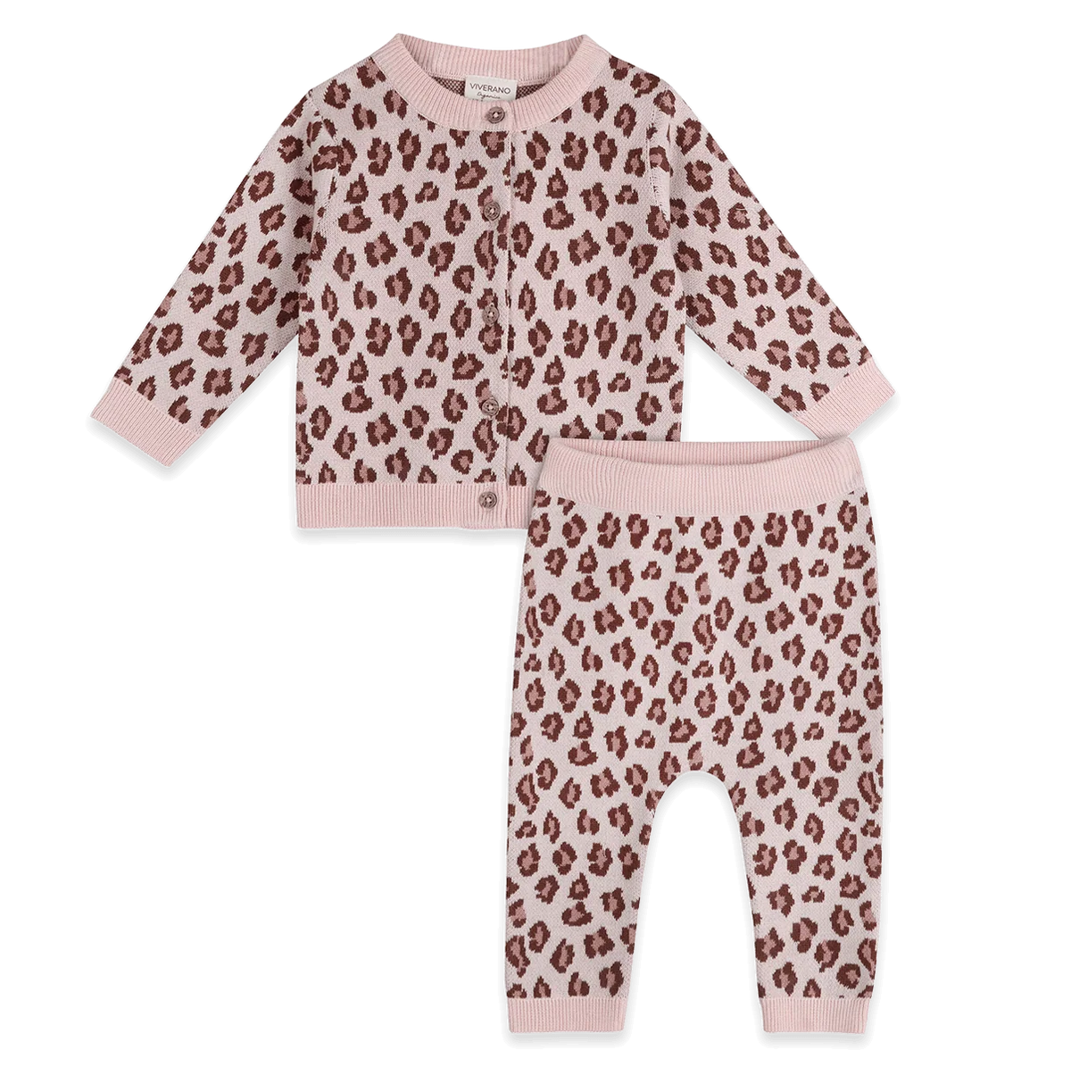 Leopard Baby Knit Cardigan & Pants (Organic Cotton)