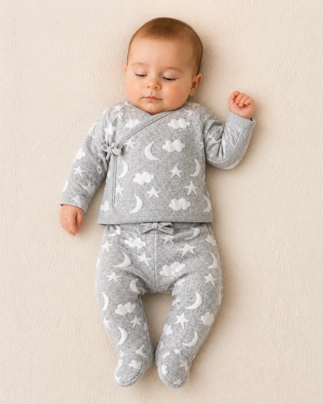Moon & Stars Dream Knit Kimono Baby Top & Pant Set (Organic Cotton)