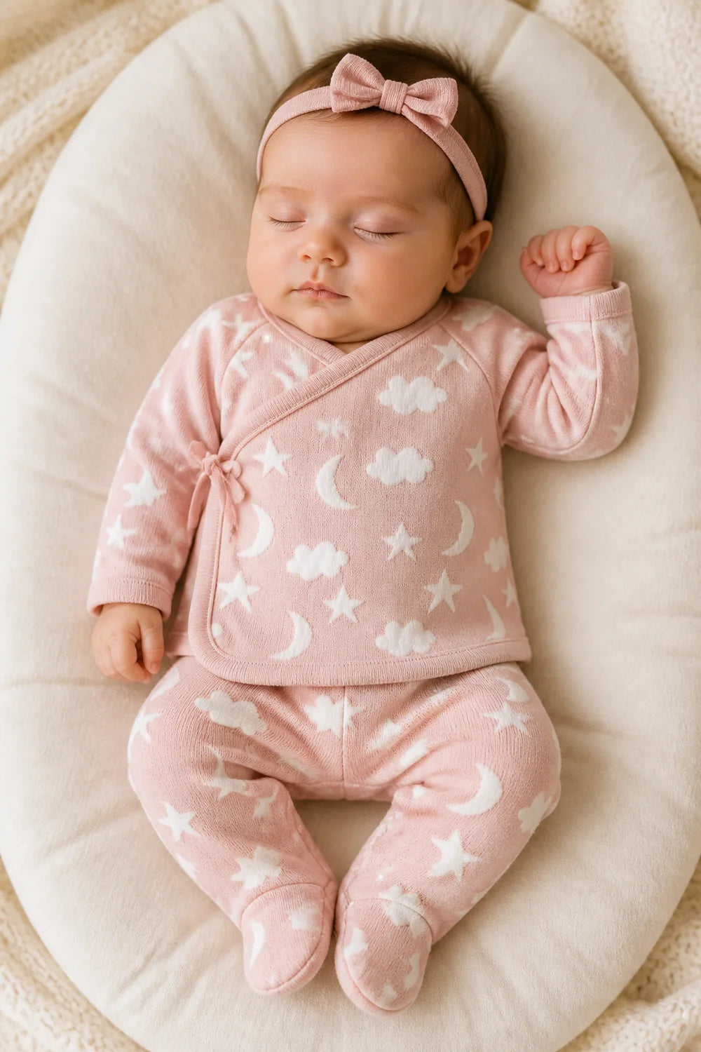 Moon & Stars Dream Knit Kimono Baby Top & Pant Set (Organic Cotton)
