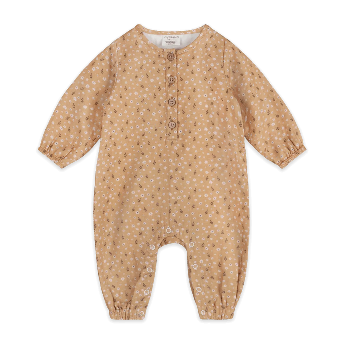 Floral Button Front Baby Jumpsuit (Organic Muslin)