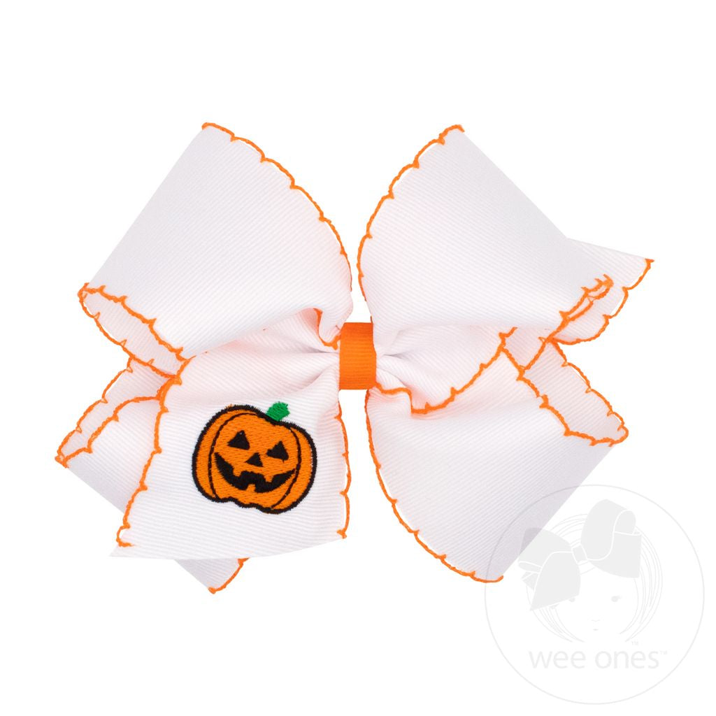 King Halloween Jack o' Lantern Embroidery Moonstitch Hair Bow